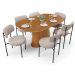 Mesa Valência com 06 Cadeiras Para Sala de Jantar Louise L02 Bouclê Creme - Lyam Decor