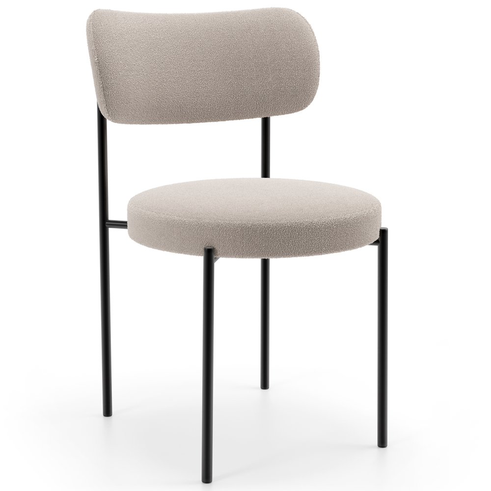 Mesa Valência com 06 Cadeiras Para Sala de Jantar Louise L02 Bouclê Creme - Lyam Decor