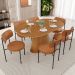 Mesa Valência com 06 Cadeiras Para Sala de Jantar Louise L02 Couríssimo Canela - Lyam Decor