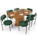 Mesa Valência com 06 Cadeiras Para Sala de Jantar Louise L02 Couríssimo Verde - Lyam Decor