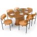 Mesa Valência com 06 Cadeiras Para Sala de Jantar Louise L02 Couríssimo Whisky - Lyam Decor