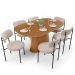 Mesa Valência com 06 Cadeiras Para Sala de Jantar Louise L02 Suede Bege - Lyam Decor