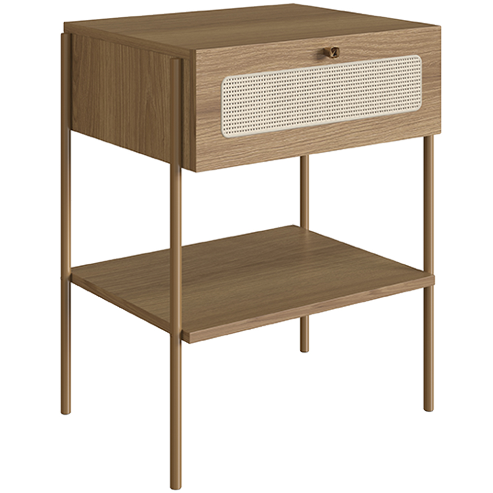 Mesa de Cabeceira 01 Gaveta com Telinha Industrial Indy A03 Hanover Dourado - Lyam Decor