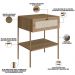 Mesa de Cabeceira 01 Gaveta com Telinha Industrial Indy A03 Hanover Dourado - Lyam Decor