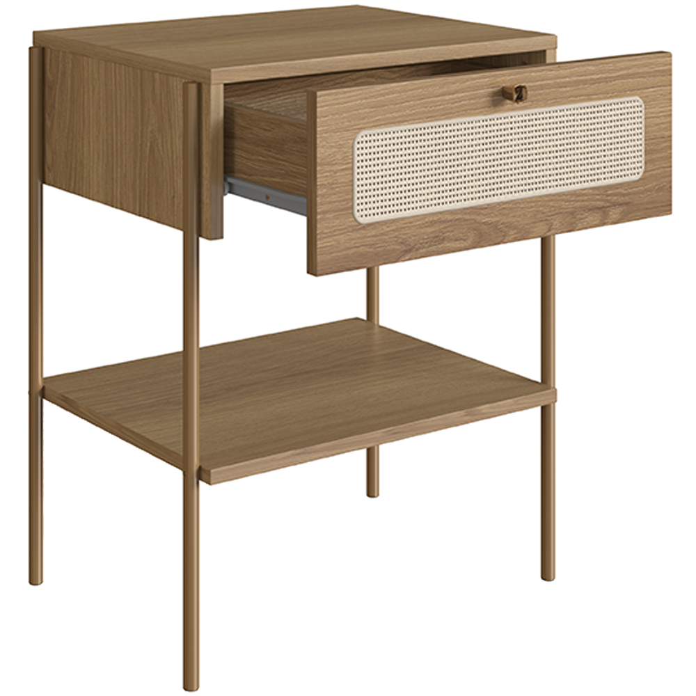 Mesa de Cabeceira 01 Gaveta com Telinha Industrial Indy A03 Hanover Dourado - Lyam Decor