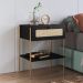 Mesa de Cabeceira 01 Gaveta com Telinha Industrial Indy A03 Nero Dourado - Lyam Decor