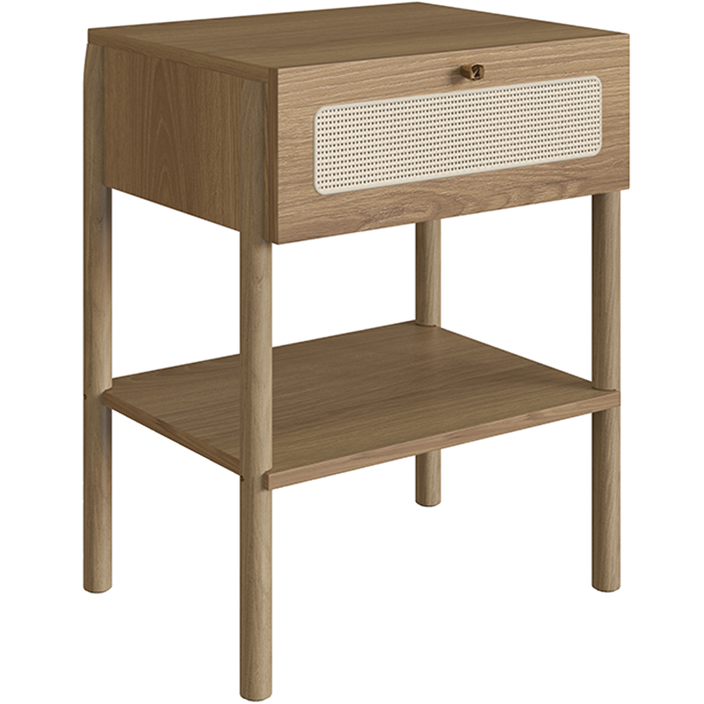 Mesa de Cabeceira 01 Gaveta com Telinha Pés Madeira Moss A03 Hanover Roble - Lyam Decor