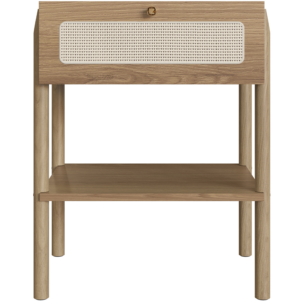 Mesa de Cabeceira 01 Gaveta com Telinha Pés Madeira Moss A03 Hanover Roble - Lyam Decor