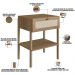 Mesa de Cabeceira 01 Gaveta com Telinha Pés Madeira Moss A03 Hanover Roble - Lyam Decor