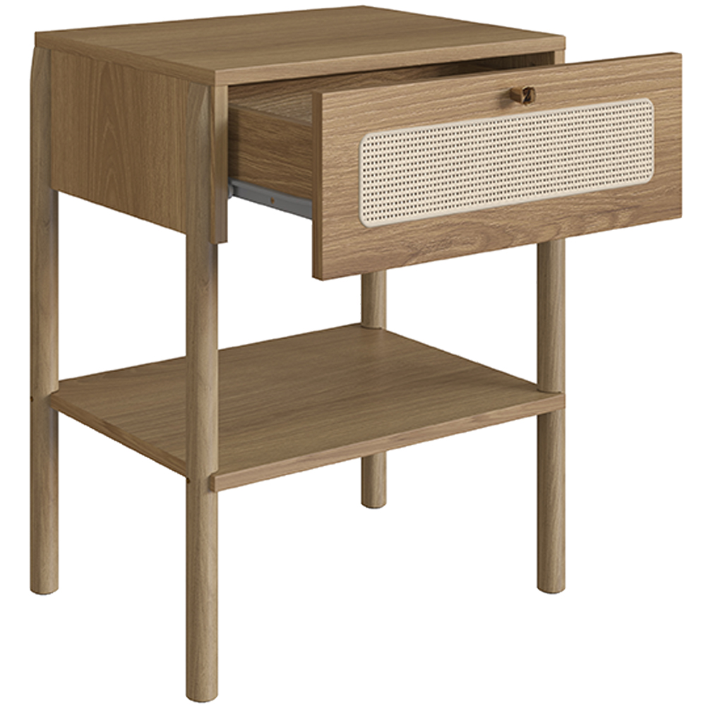 Mesa de Cabeceira 01 Gaveta com Telinha Pés Madeira Moss A03 Hanover Roble - Lyam Decor