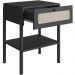 Mesa de Cabeceira 01 Gaveta com Telinha Pés Madeira Moss A03 Nero Preto - Lyam Decor