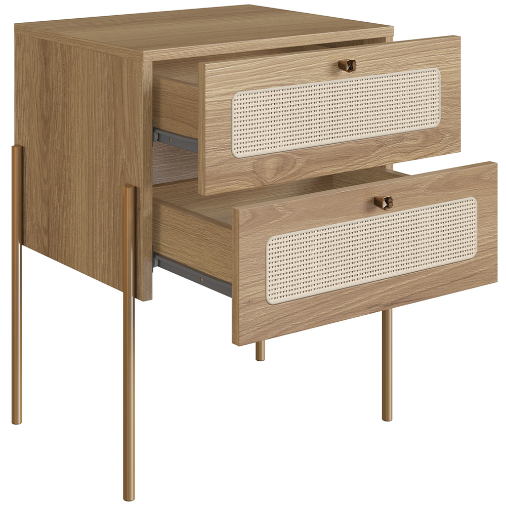 Mesa de Cabeceira 02 Gavetas com Telinha Industrial Indy A03 Hanover Dourado - Lyam Decor