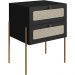 Mesa de Cabeceira 02 Gavetas com Telinha Industrial Indy A03 Nero Dourado - Lyam Decor