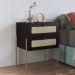 Mesa de Cabeceira 02 Gavetas com Telinha Industrial Indy A03 Nero Dourado - Lyam Decor