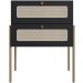 Mesa de Cabeceira 02 Gavetas com Telinha Industrial Indy A03 Nero Dourado - Lyam Decor