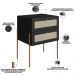 Mesa de Cabeceira 02 Gavetas com Telinha Industrial Indy A03 Nero Dourado - Lyam Decor