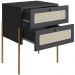 Mesa de Cabeceira 02 Gavetas com Telinha Industrial Indy A03 Nero Dourado - Lyam Decor