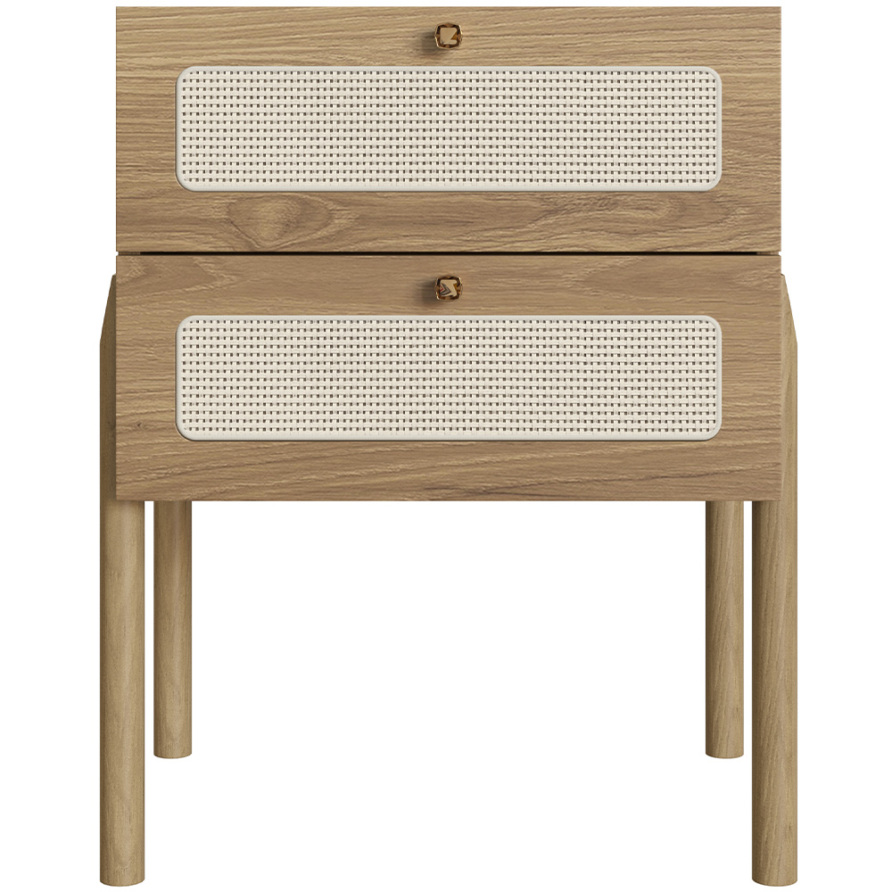 Mesa de Cabeceira 02 Gavetas com Telinha Pés Madeira Moss A03 Hanover Roble - Lyam Decor