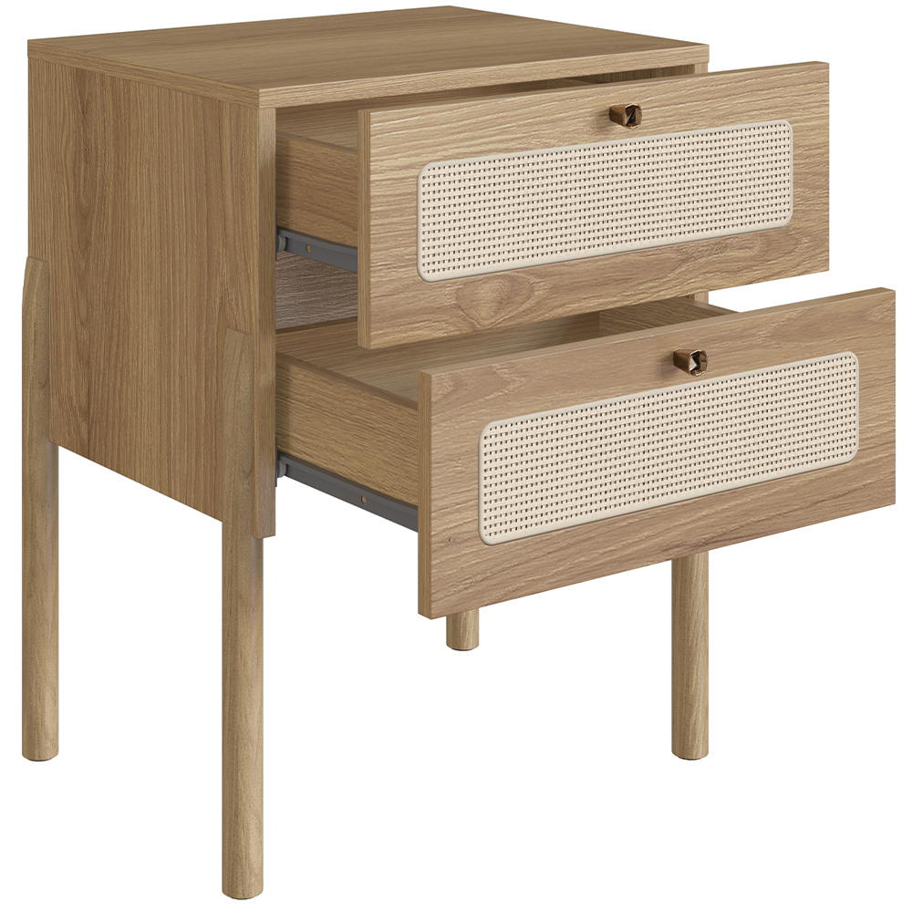 Mesa de Cabeceira 02 Gavetas com Telinha Pés Madeira Moss A03 Hanover Roble - Lyam Decor