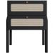 Mesa de Cabeceira 02 Gavetas com Telinha Pés Madeira Moss A03 Nero Preto - Lyam Decor