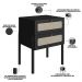 Mesa de Cabeceira 02 Gavetas com Telinha Pés Madeira Moss A03 Nero Preto - Lyam Decor