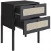 Mesa de Cabeceira 02 Gavetas com Telinha Pés Madeira Moss A03 Nero Preto - Lyam Decor