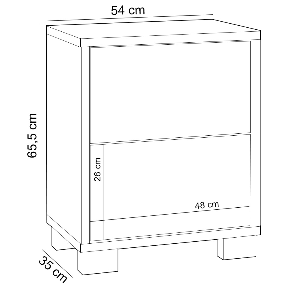 Mesa de Cabeceira 2 Gavetas 54cm Click D03 Freijó Off White - Lyam Decor