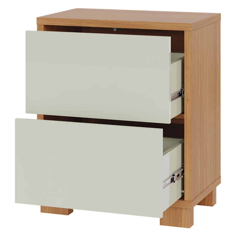 Mesa de Cabeceira 2 Gavetas 54cm Click D03 Freijó Off White - Lyam Decor