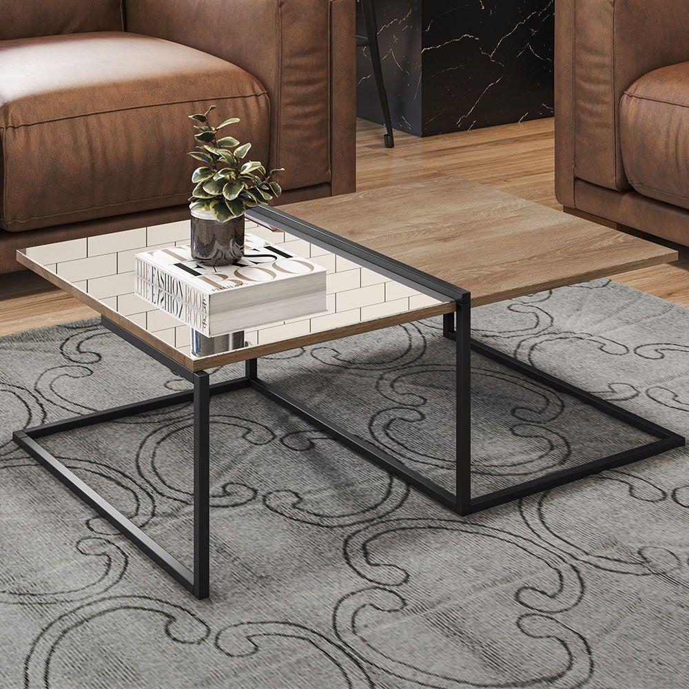 Mesa de Centro Decorativa Espelhada Industrial D01 Design Demolição - Lyam Decor