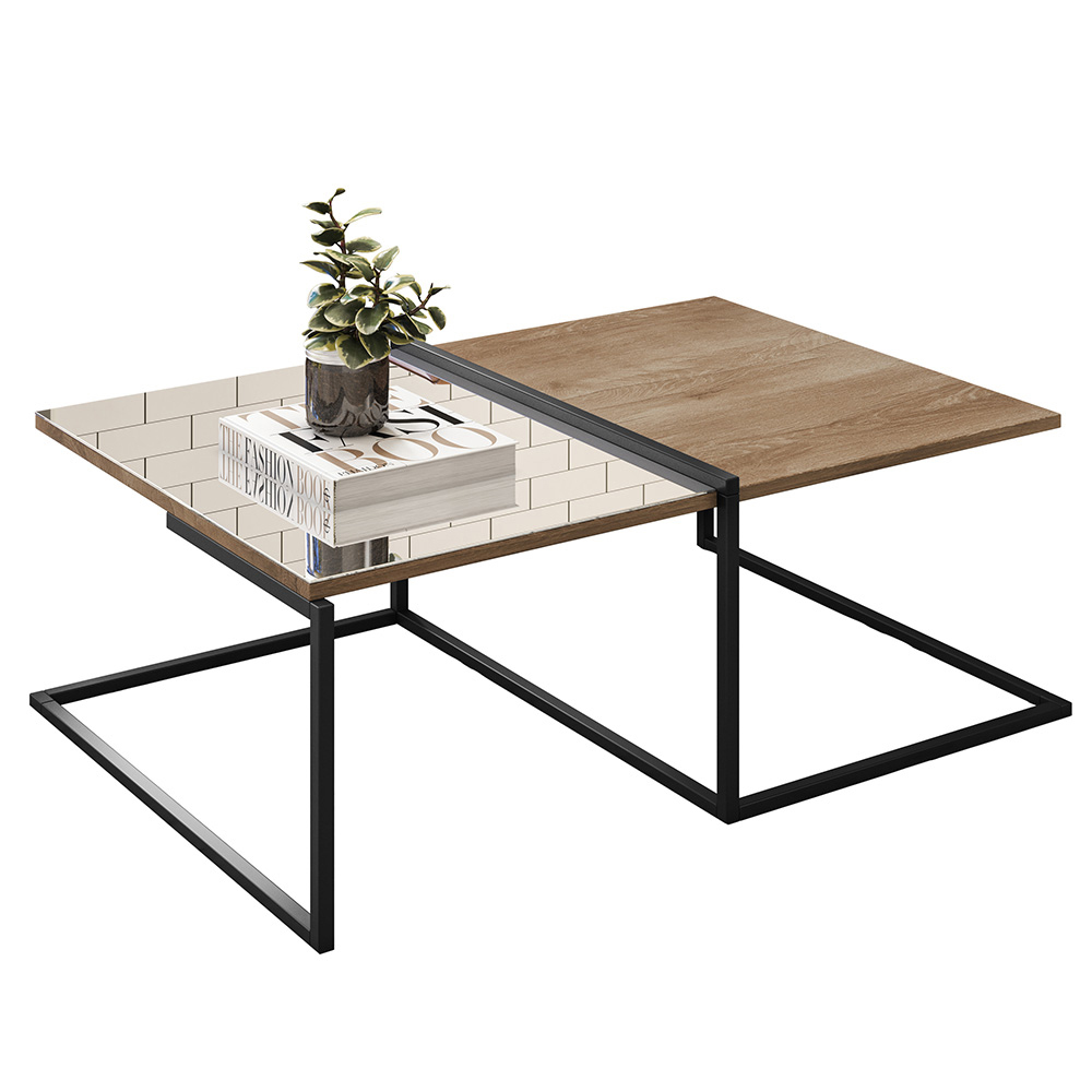 Mesa de Centro Decorativa Espelhada com Adega Industrial D01 Design Demolição - Lyam Decor