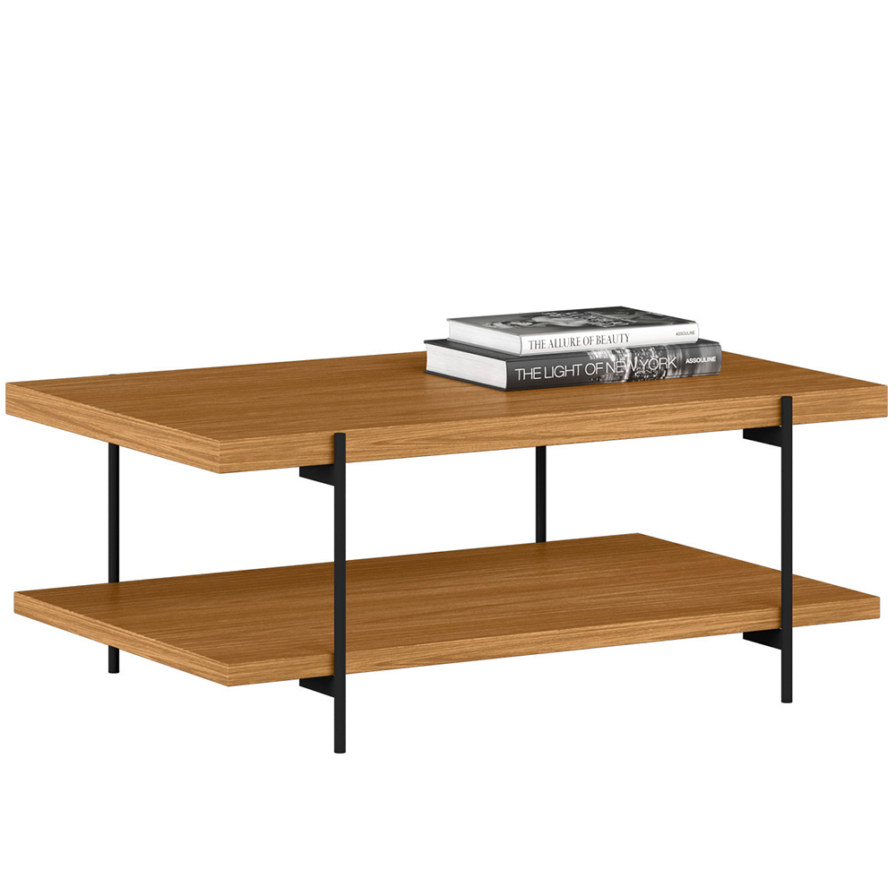 Mesa de Centro Decorativo Para Sala de Estar Industrial Moric L05 Nature Preto - Lyam Decor