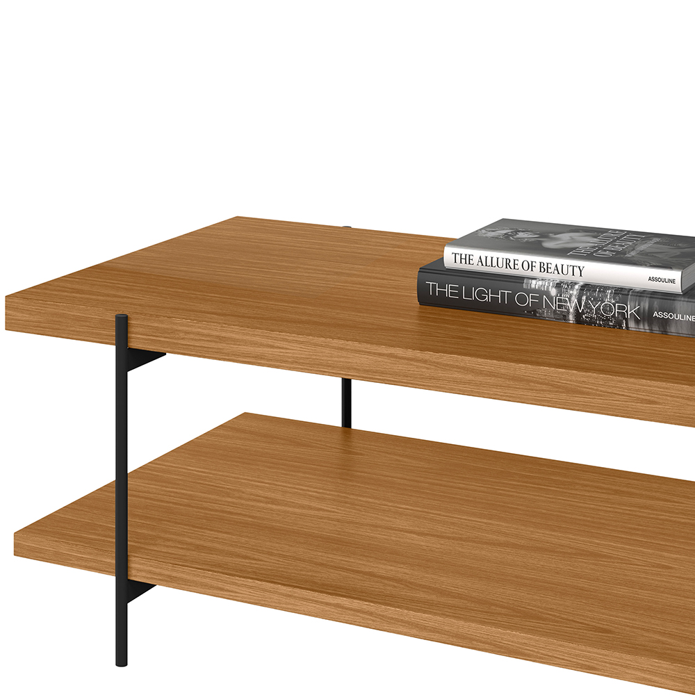Mesa de Centro Decorativo Para Sala de Estar Industrial Moric L05 Nature Preto - Lyam Decor