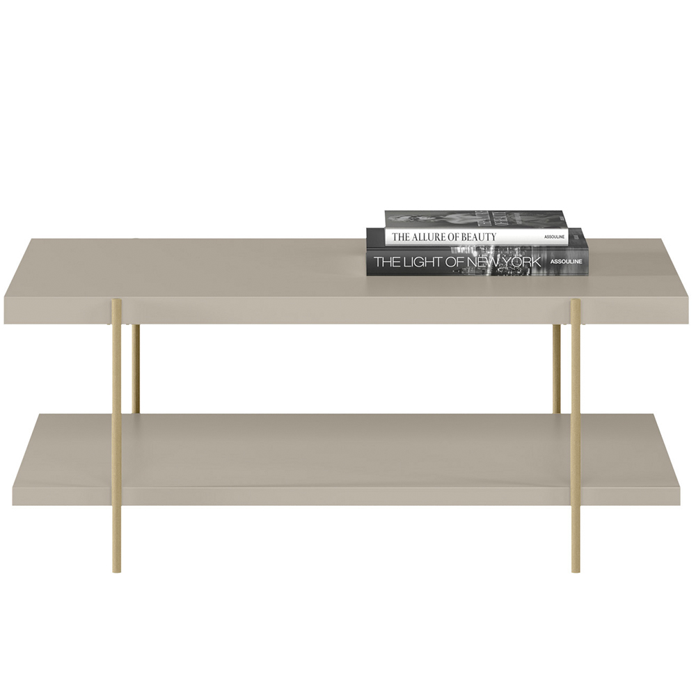 Mesa de Centro Decorativo Para Sala de Estar Industrial Moric L05 Off White Dourado - Lyam Decor