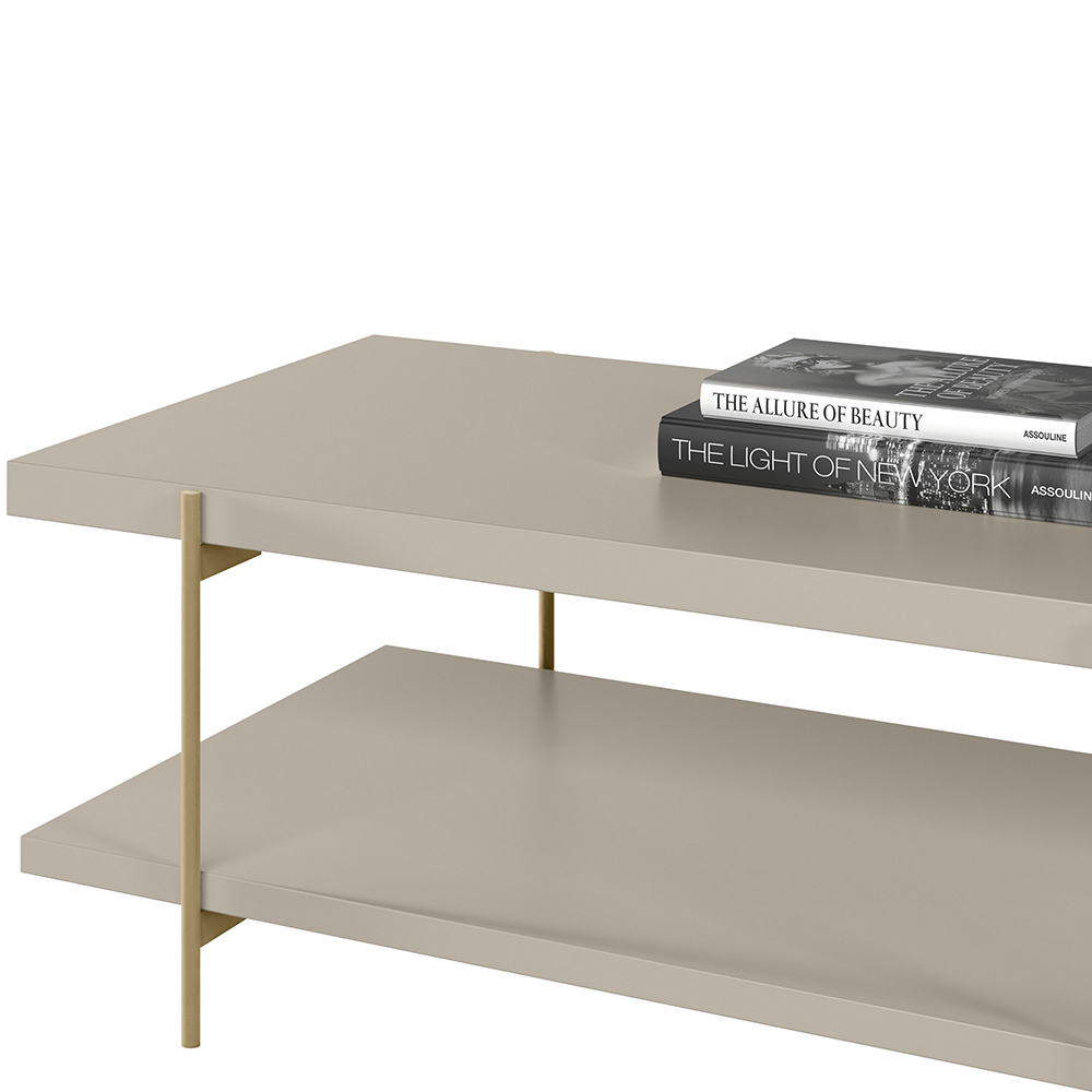 Mesa de Centro Decorativo Para Sala de Estar Industrial Moric L05 Off White Dourado - Lyam Decor