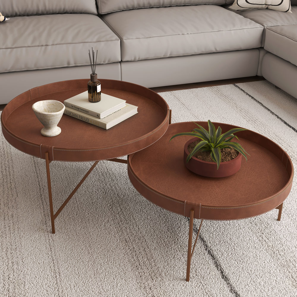 Mesa de Centro Decorativo Sala de Estar 60 cm Industrial Sintético Whisky P06 Aura - Lyam