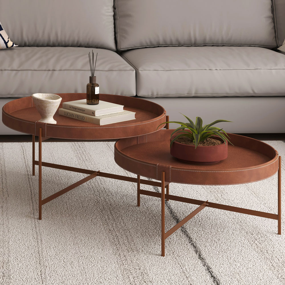 Mesa de Centro Decorativo Sala de Estar 60 cm Industrial Sintético Whisky P06 Aura - Lyam