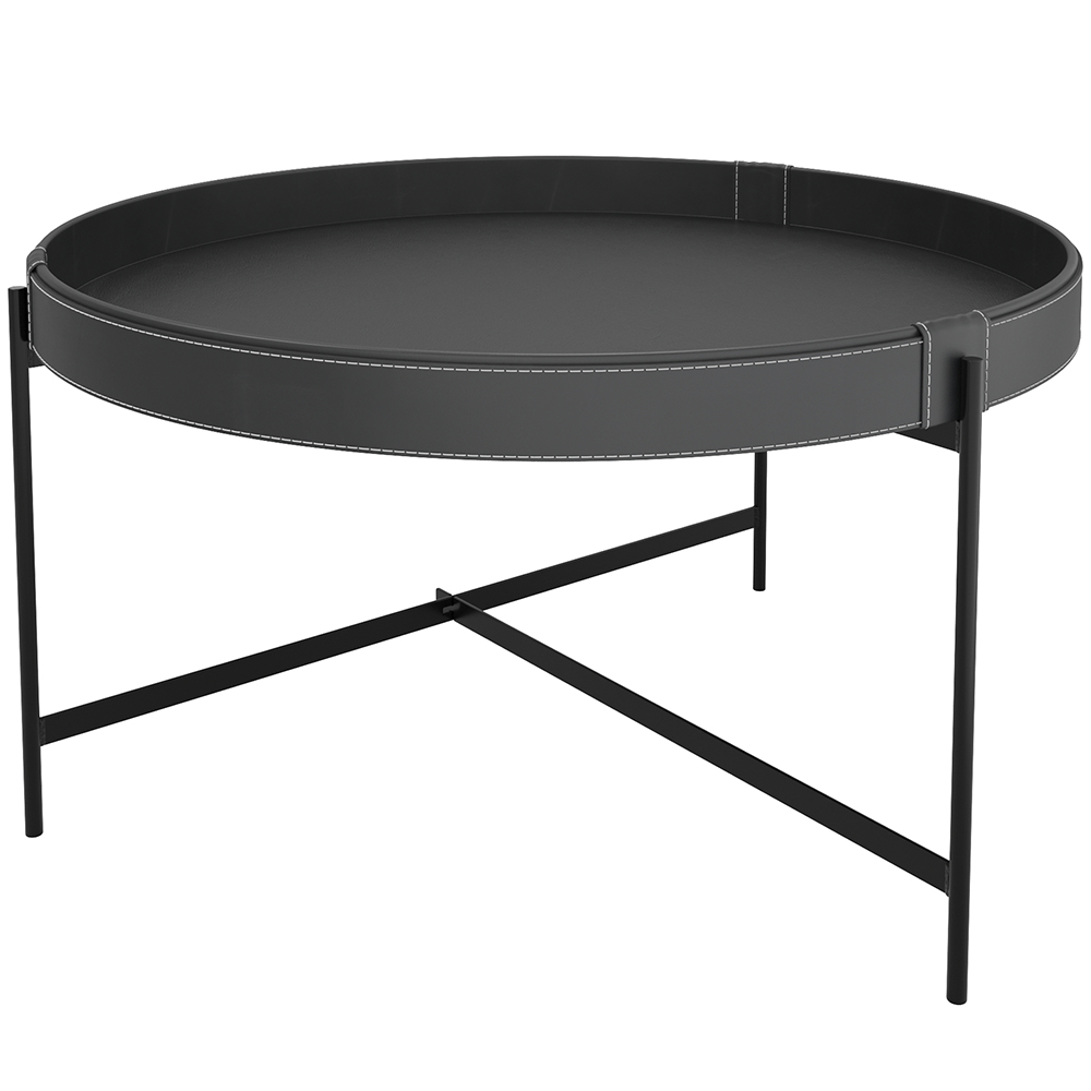 Mesa de Centro Decorativo Sala de Estar 70 cm Industrial Sintético Preto P06 Aura - Lyam