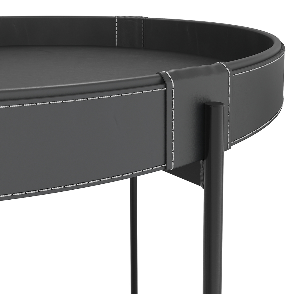 Mesa de Centro Decorativo Sala de Estar 70 cm Industrial Sintético Preto P06 Aura - Lyam