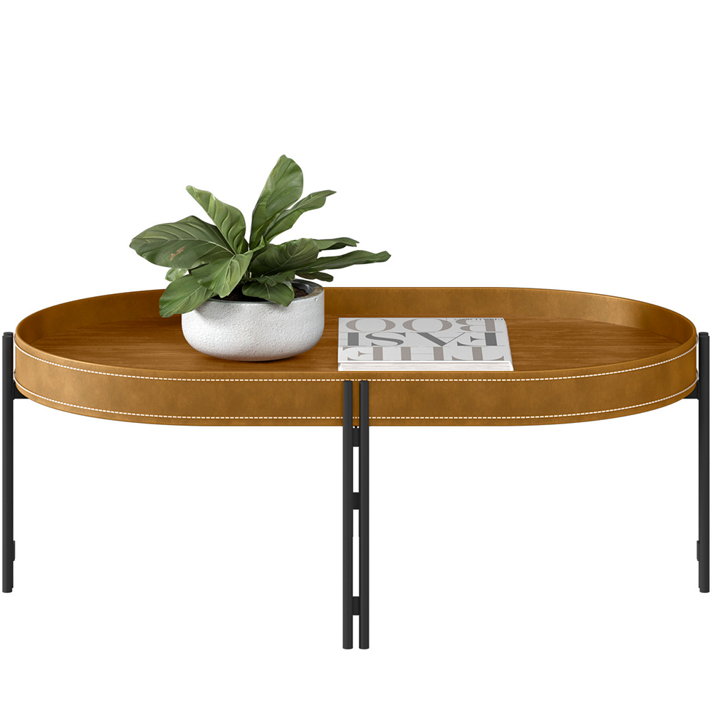Mesa de Centro Decorativo Sala de Estar Industrial Caramelo Nord L05 Nature Preto - Lyam Decor