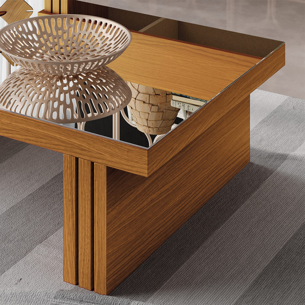 Mesa de Centro Espelhada Sala de Estar Lord B01 Cinamomo Off White - Lyam Decor