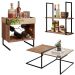 Mesa de Centro Espelhada com Adega e Prateleira Multiuso Industrial D01 Design Demolição -Lyam Decor