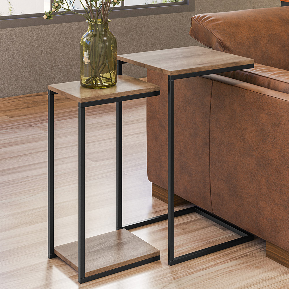 Mesa de Centro Espelhada com Mesas Laterais Industrial D01 Design Demolição - Lyam Decor