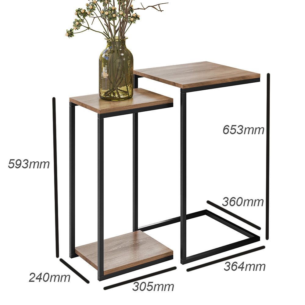 Mesa de Centro Espelhada com Mesas Laterais Industrial D01 Design Demolição - Lyam Decor