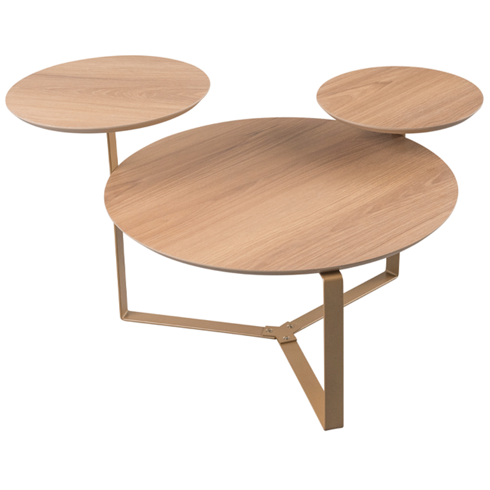 Mesa de Centro Para Sala de Estar 3 em 1 Pés Metálicos Dari A03 Hanover Dourado - Lyam Decor