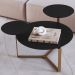 Mesa de Centro Para Sala de Estar 3 em 1 Pés Metálicos Dari A03 Nero Dourado - Lyam Decor