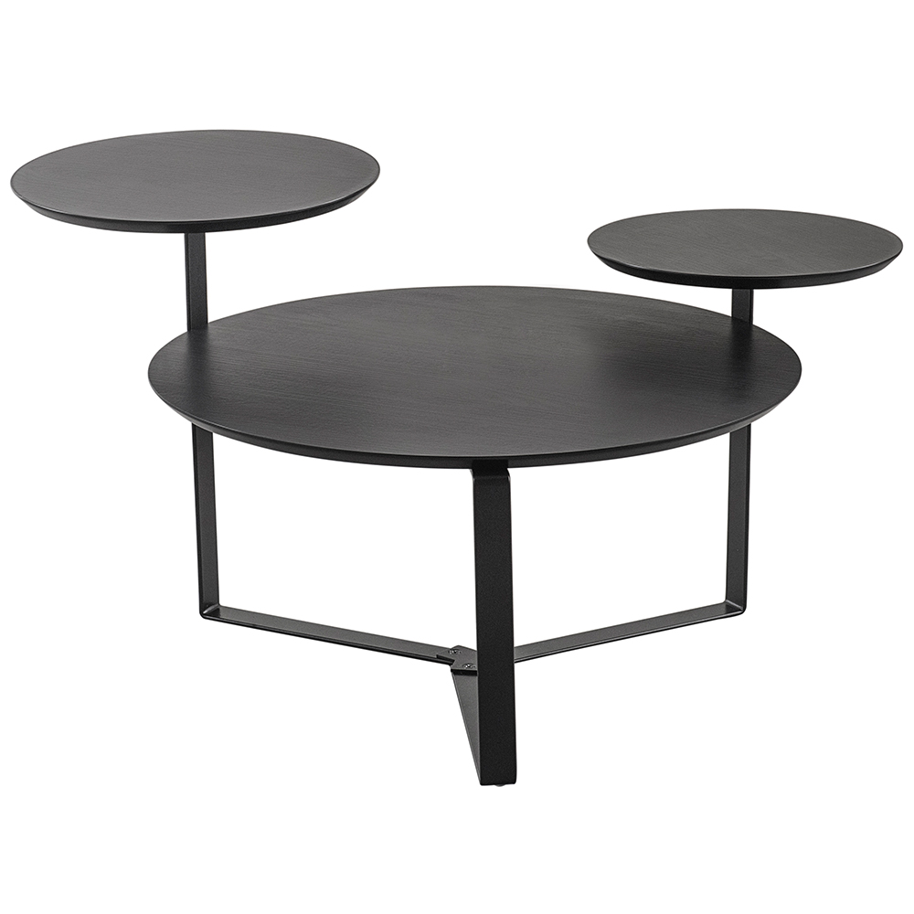 Mesa de Centro Para Sala de Estar 3 em 1 Pés Metálicos Dari A03 Nero Preto - Lyam Decor