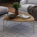 Mesa de Centro Para Sala de Estar Alta Pés Industrial Dourado Alef I03 Louro - Lyam Decor