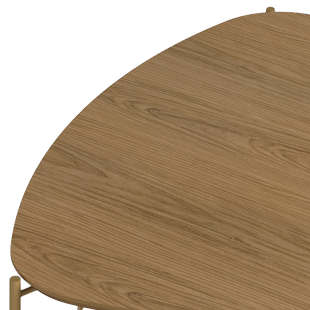 Mesa de Centro Para Sala de Estar Alta Pés Industrial Dourado Alef I03 Louro - Lyam Decor