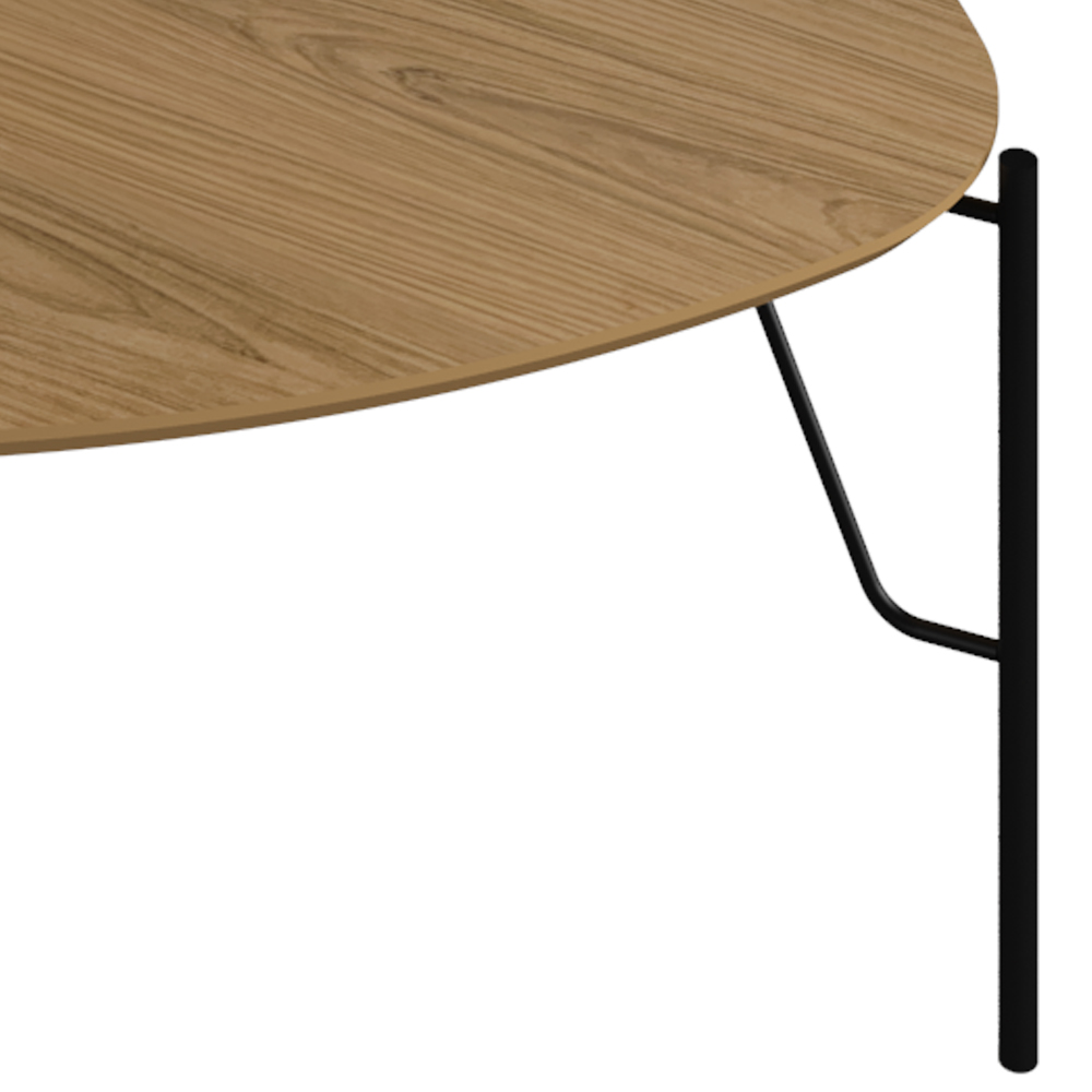 Mesa de Centro Para Sala de Estar Alta Pés Industrial Preto Alef I03 Louro - Lyam Decor