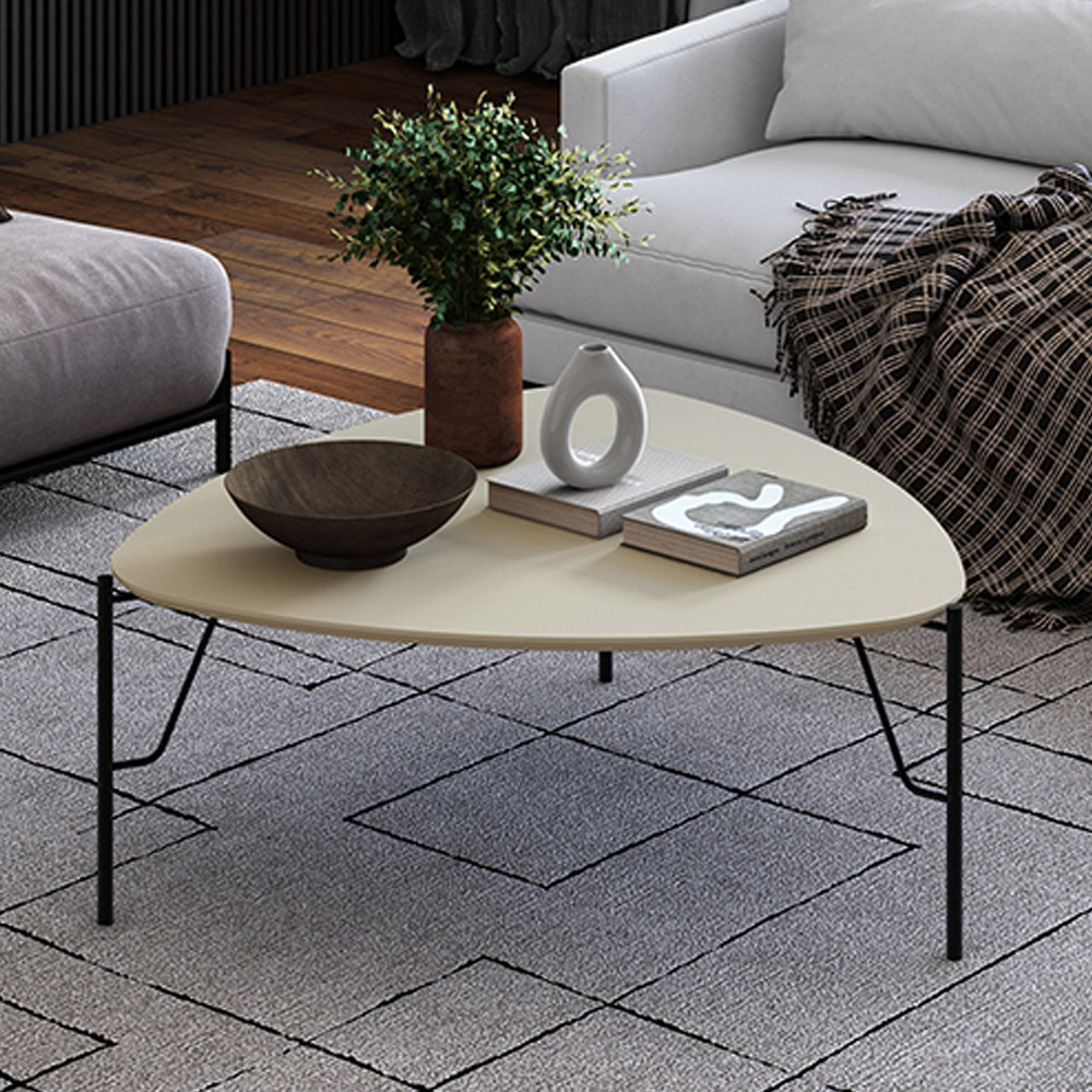 Mesa de Centro Para Sala de Estar Alta Pés Industrial Preto Alef I03 Luna - Lyam Decor